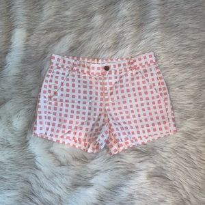 Coral and Off White Checkered Chinos